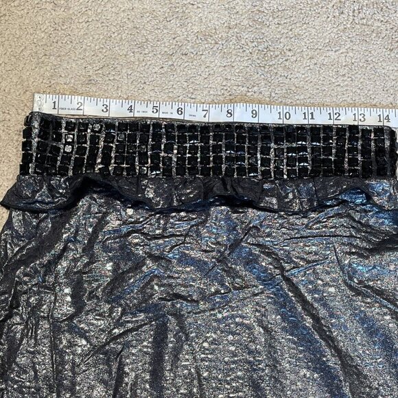VTG Y2K BEBE  Metallic Mini Skirt Womens Small Silver Reptile Stretch Disco 90s - Picture 7 of 9